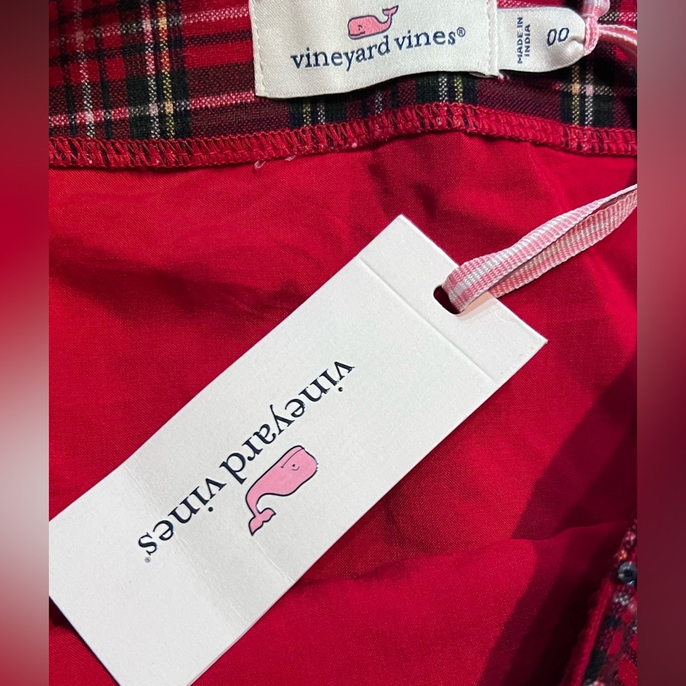Women’s Vineyard Vines Red Plaid sequin Mini Skirt NWT size 00 - Picture 3 of 4